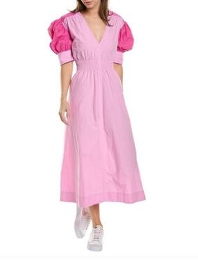 ganni pleated satin dress pink Ganni Pleated Satin Dress in Pink